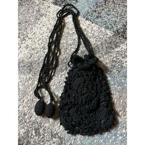 1900s Black Crochet Reticule AS-IS